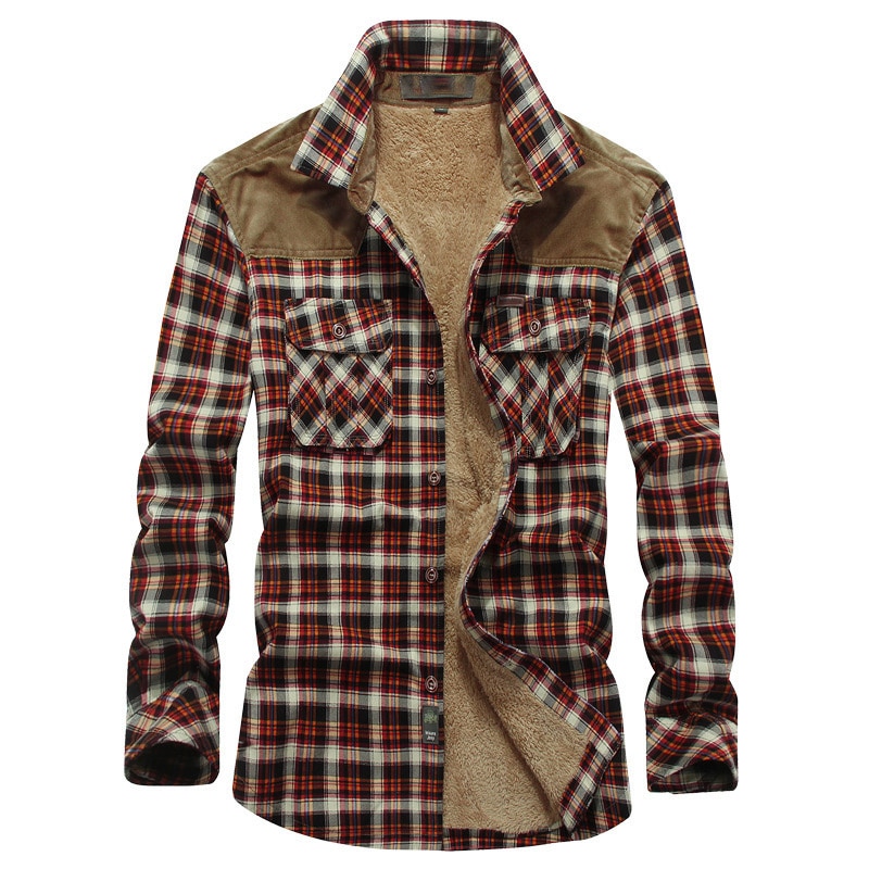 가을/겨울 셔츠 남성 자켓 캐주얼 두꺼운 따뜻한 양털 셔츠 플러스 벨벳 코튼 비즈니스 캐주얼 대형 코트